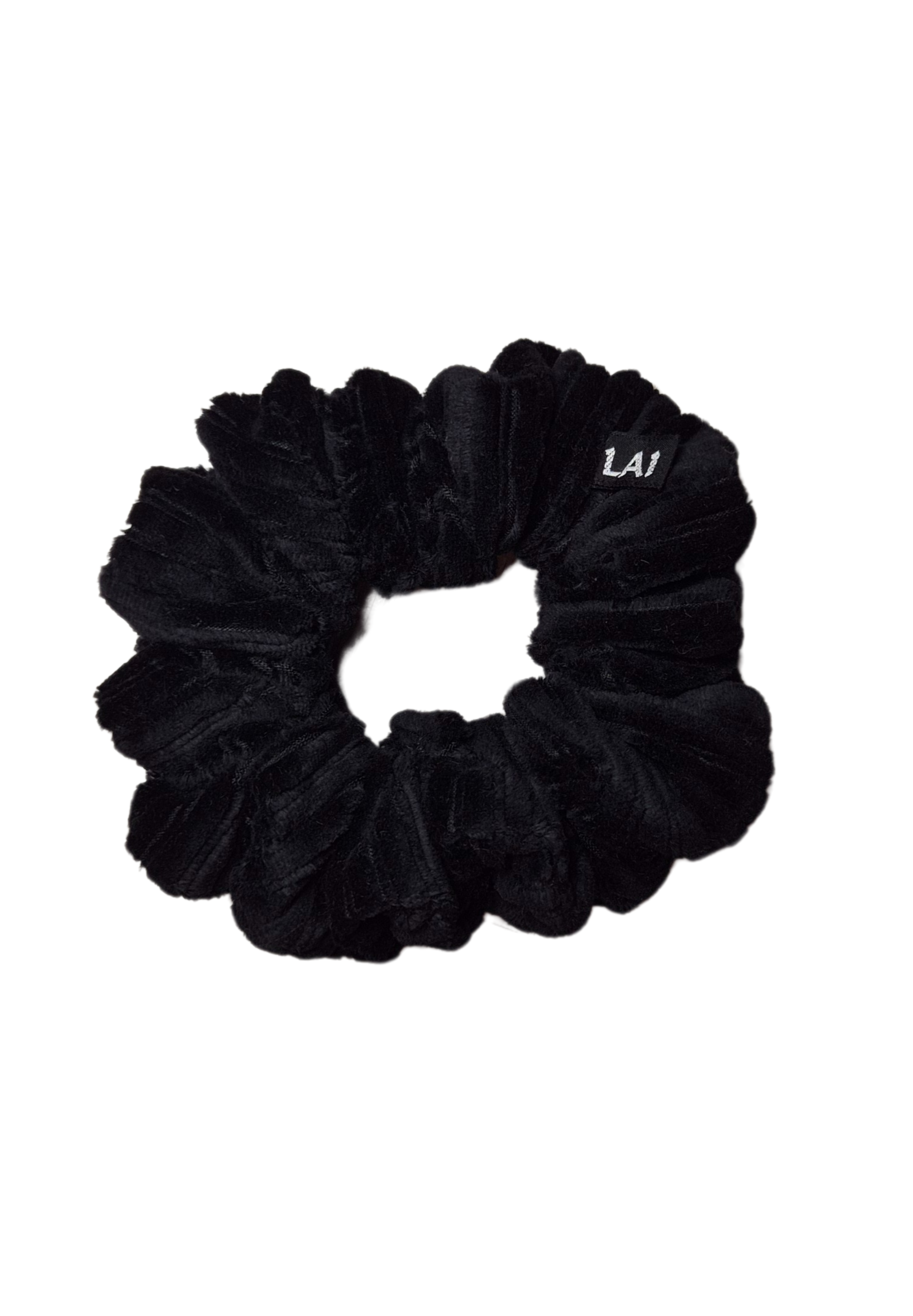 Mini Ribbed Velvet Scrunchie Zwart