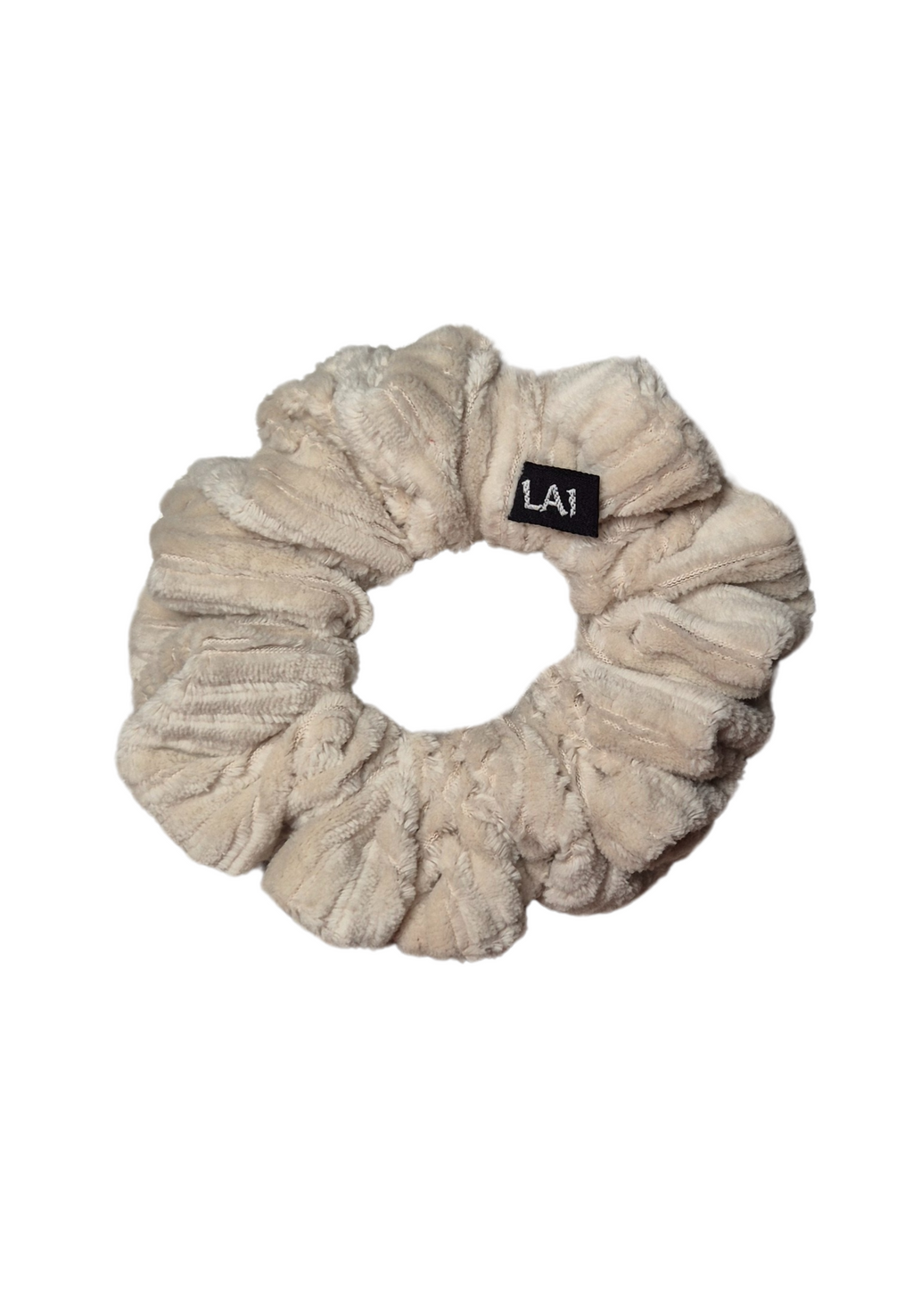 Mini Ribbed Velvet Scrunchie Beige