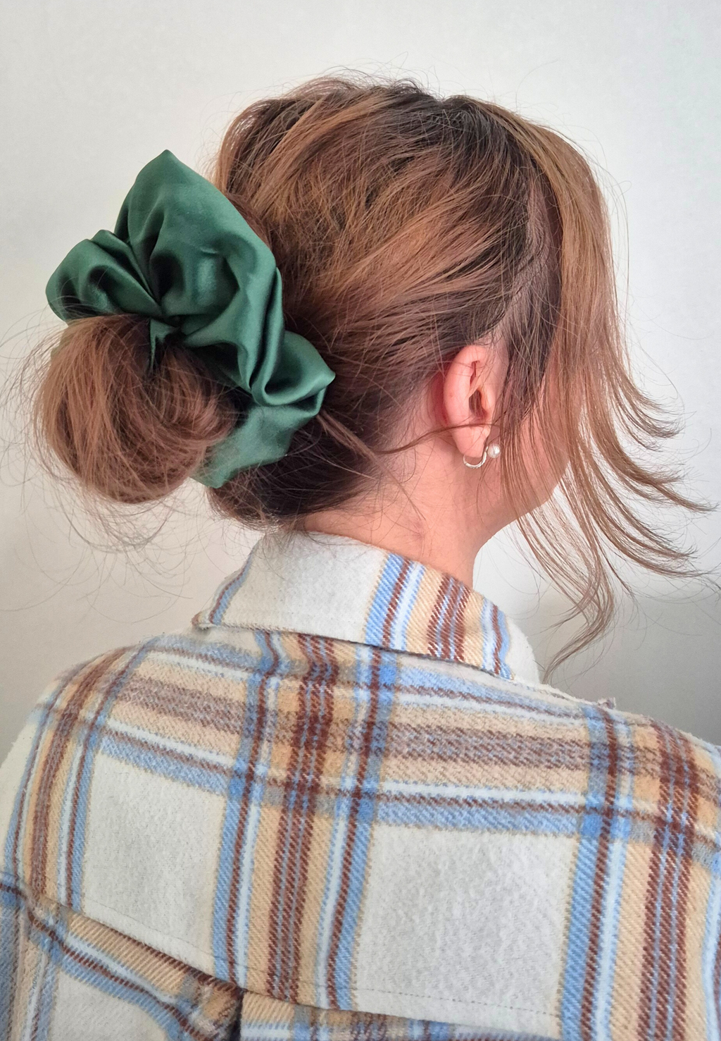 XXL Satijn Scrunchie Donker Groen