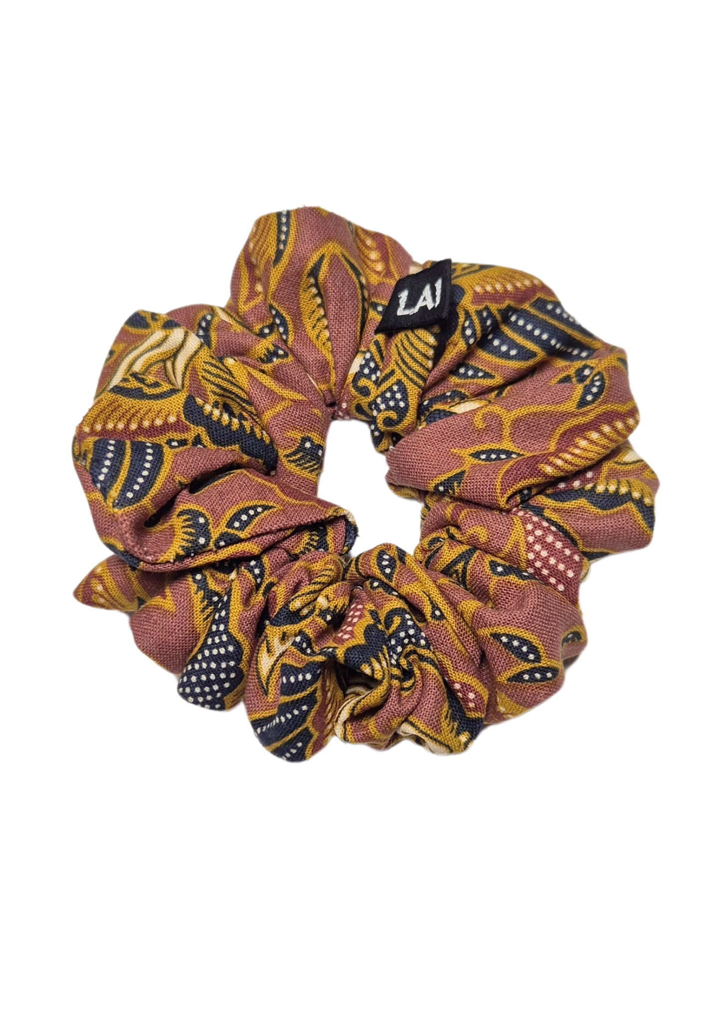Luxe Batik Scrunchie - Viscose Bruin - Goud