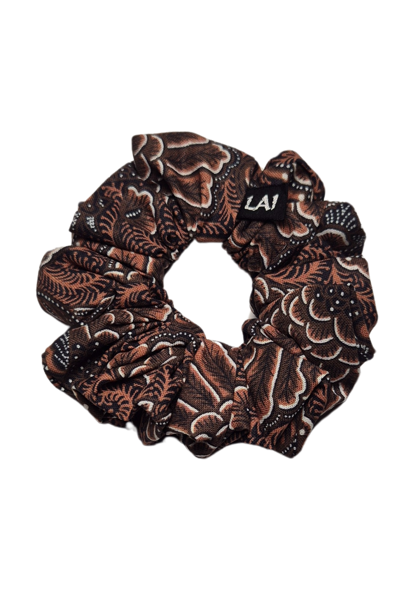Luxe Batik Scrunchie - Viscose Bruin - Wit