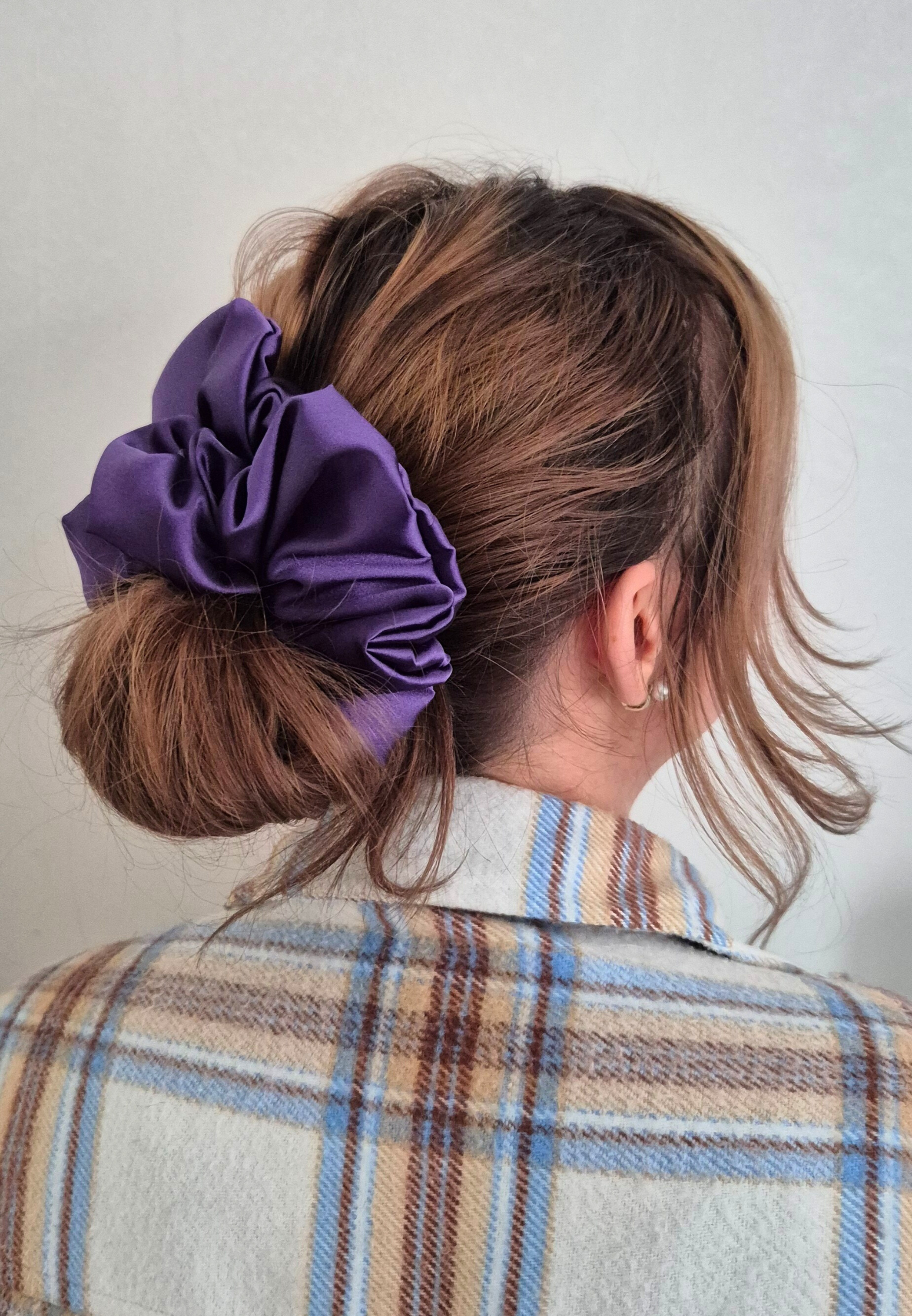 XXL Satijn Scrunchie Donker Paars