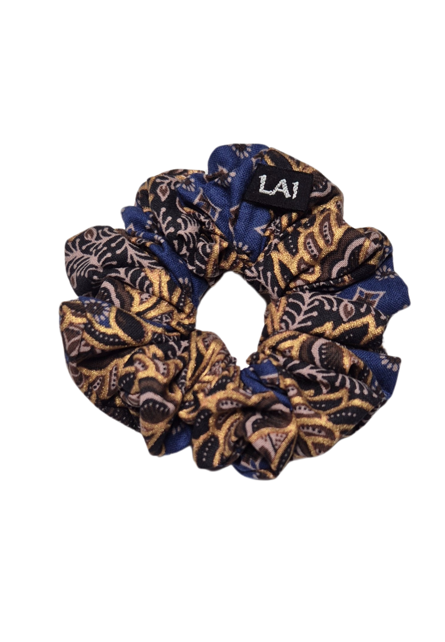 Luxe Batik Scrunchie Blauw - Goud