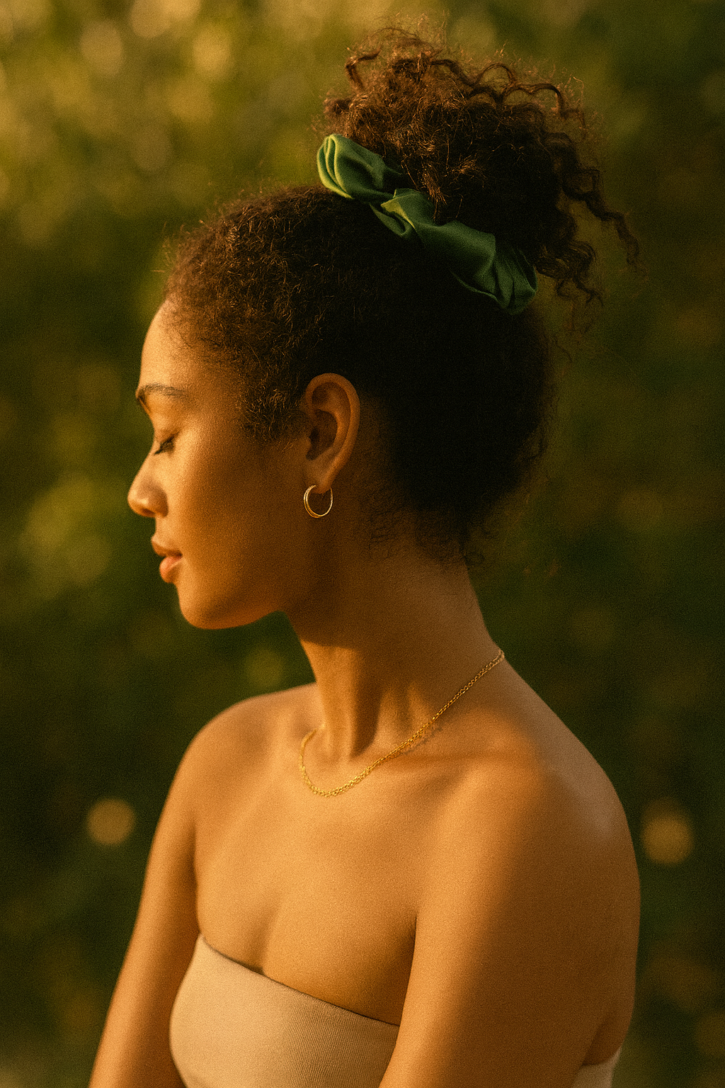 XXL Satijn Scrunchie Donker Groen