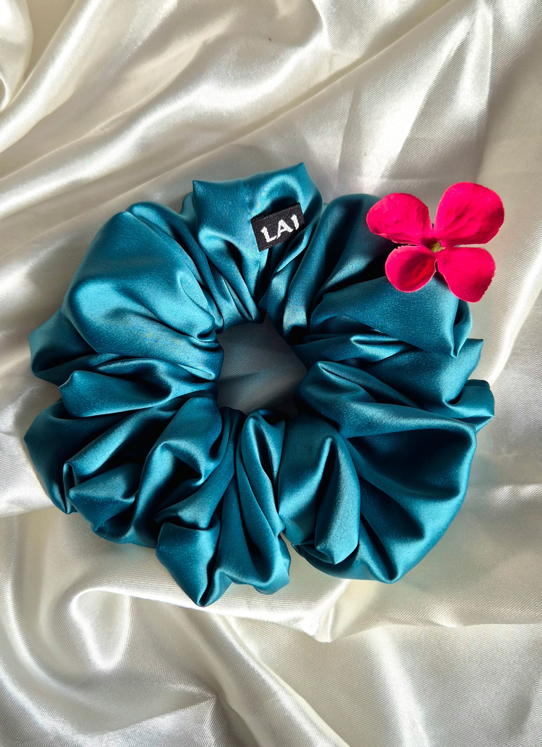 XXL Satijn Scrunchie Turquoise